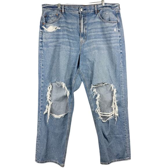 AE American Eagle Strigid Ripped Highest Waist Baggy Straight Jean Plus Size 20S - Picture 5 of 16